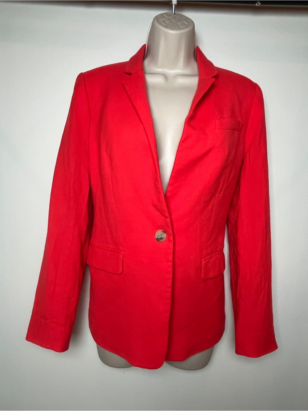 J. Crew Blazer Wool Regent Regency Tailored Size 8 Jacket Office Red Orange